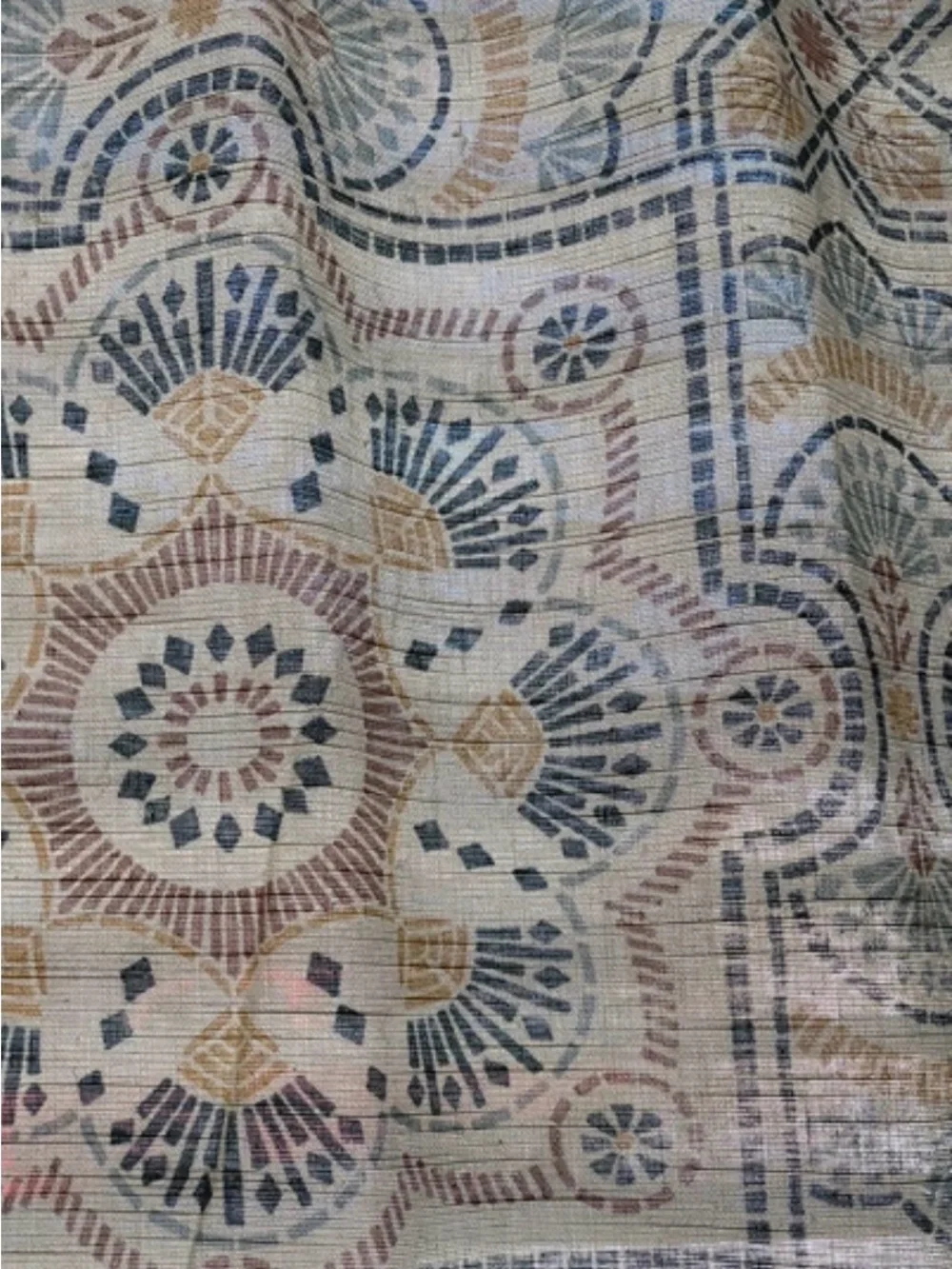 Printed Medallion Window Curtain Panel - Neutral Blue & Gold